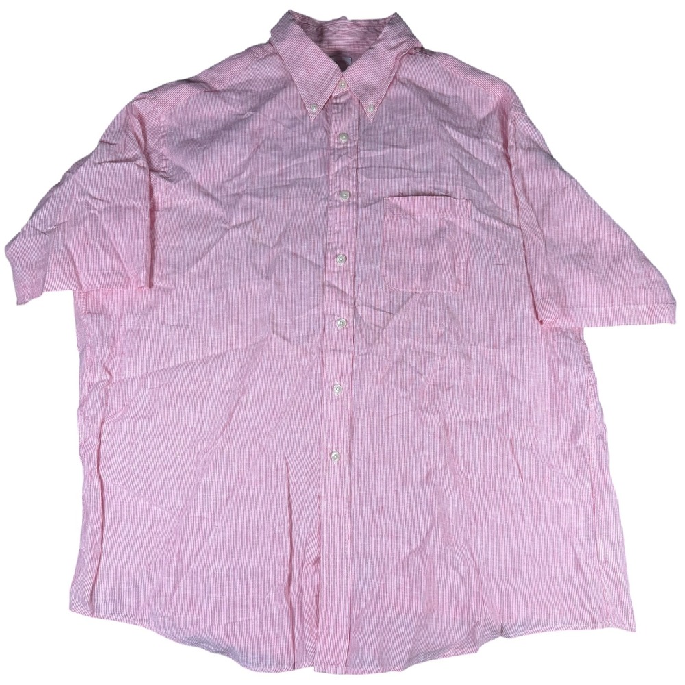 Brooks Brothers 346 The Original Polo Shirt XL Pink Linen Short Sleeve - Picture 2 of 6